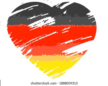 German flag in the shape of a heart. Watercolor. Abstract background for your design. Vector.