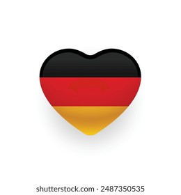 German flag shaped as heart icon design. National pride of Germany. Vector illustration.