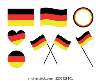 German flag signs set. Germany symbols, decorative elements. National holidays in Germany signs symbols. German Unity Day.