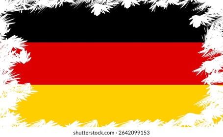 German flag with splash-style grunge border. EPS vector file perfect for presentations, education, and political content.