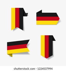 German flag stickers and labels set. Vector illustration.