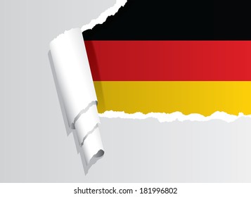 German flag under ripped paper vector illustration.