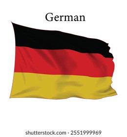 German Flag vector, German flag 3d illustration, German realistic flag vector