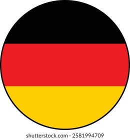 German flag vector circular icon on transparent background. Flag of Germany. Vector icon with black outline