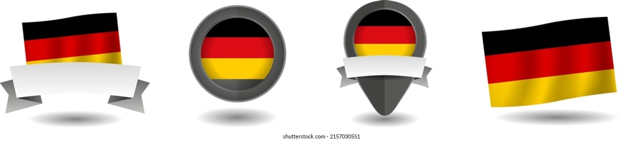 German flag vector collection. Pointers, flags and banners flat icon. Vector state signs illustration isolated on white background. German flag symbol on design element.