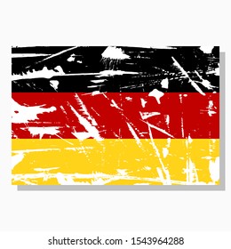 German flag in vector, Deutsch flag with scratches, vector flag of Germany.