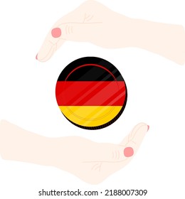 Bandera de la bandera alemana, bandera de la mano, bandera de la mano de EUR
