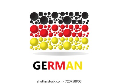 German flag vector illustration with colorful round bubbles