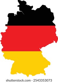 German Flag. Vector illustration of Germany map with German flag. German Flag icon with Flag. Patriotism map. Travel and tourism.