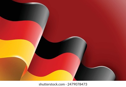 German flag waving in the wind on a red background