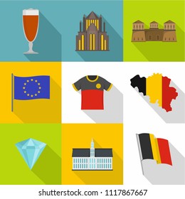 German food icons set. Flat set of 9 german food vector icons for web isolated on white background