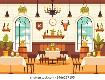 German Food Restaurant Vector Illustration featuring a Collection of Delicious Traditional Cuisine and Drinks on a Flat Style Cartoon Background