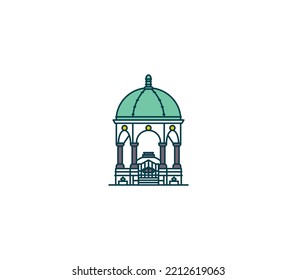 German Fountain symbol and city landmark tourist attraction illustration.
