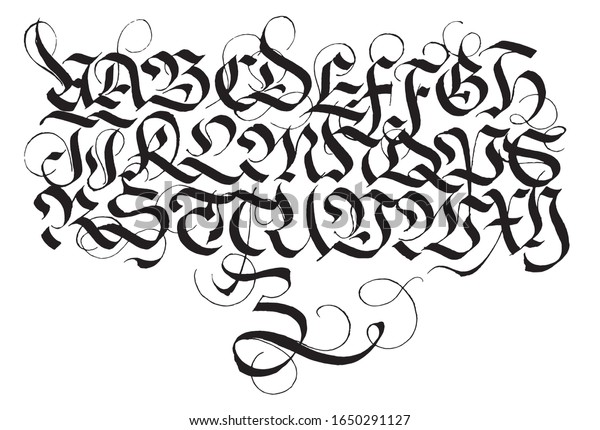 ドイツ語のフラクトゥール ゴシック手書きの大文字アルファベット のベクター画像素材 ロイヤリティフリー