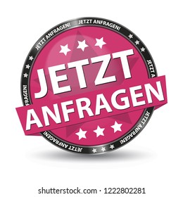 German Glossy Button Inquire Now - Vector Illustration - Isolated On White Background