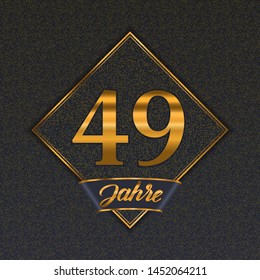 German golden number forty-nine years (49 years) celebration design. Anniversary golden number with luxury backgrounds for your birthday party