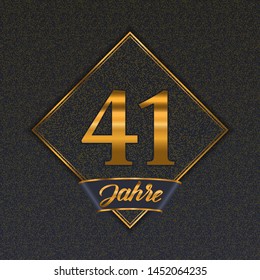 German golden number forty-one years (41 years) celebration design. Anniversary golden number with luxury backgrounds for your birthday party