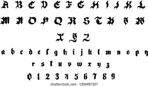 German Gothic font  - Stylized vector alphabet