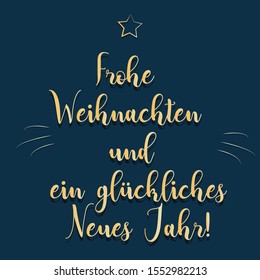 German greeting vector Christmas and New year card with gold text on blue background