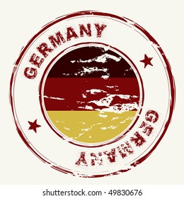 German grunge ink rubber stamp with German flag