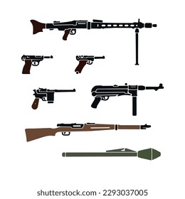 German gun 2 world war. Vector illustration.