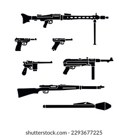 German gun 2 world war. Vector illustration.
