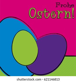 German hand drawn Easter egg card in vector format. Words translate to "Happy Easter".