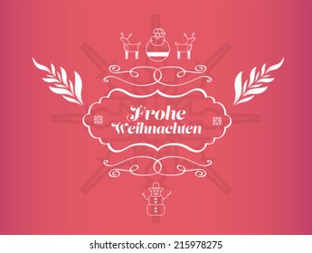 German happy christmas message vector on pink background