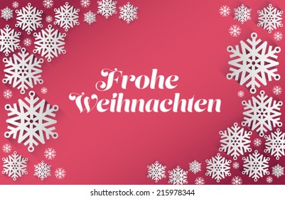 German happy christmas message vector on pink background