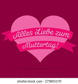 German Happy Mother's Day heart with ribbon card in vector format.