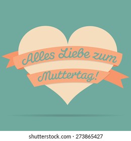 German Happy Mother's Day heart with ribbon card in vector format.