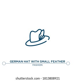 german hat with small feather outline vector icon. simple element illustration. german hat with small feather outline icon from editable fashion concept. can be used for web and mobile

