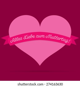 German Heart with ribbon Happy Mother's Day card in vector format.