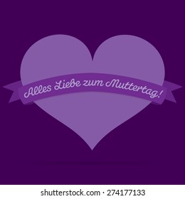 German Heart with ribbon Happy Mother's Day card in vector format.