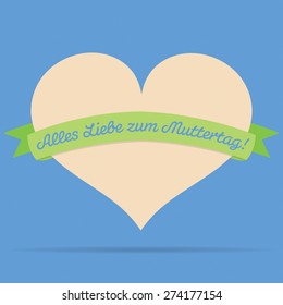 German Heart with ribbon Happy Mother's Day card in vector format.