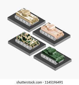 German heavy tank isometric vector illustration