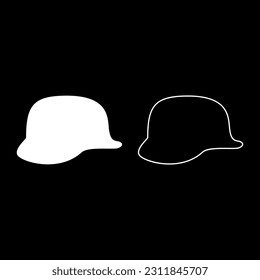 Casco alemán de la Segunda Guerra Mundial 2 stahlhelm ww2 set icono color blanco ilustración vectorial contorno de contorno de relleno sólido línea delgado estilo plano