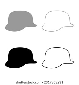 Casco alemán de la Segunda Guerra Mundial 2 stahlhelm ww2 set icono gris color negro ilustración vectorial contorno de contorno de relleno sólido línea delgado estilo plano