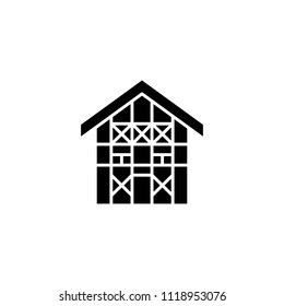 German house black icon concept. German house flat  vector symbol, sign, illustration.