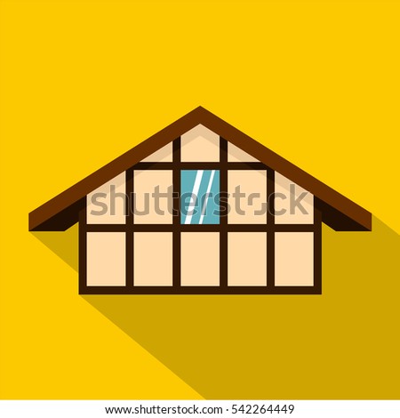 German house icon. Flat illustration of German house vector icon for web isolated on yellow background