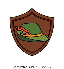 German hunting hat with feather on white background vector illustration design