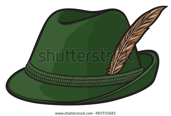 German Hunting Hat Feather Rope Vector Stock Vector Royalty Free