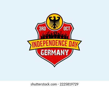 German independence day. People celebrate the 3rd of October. Coat of arms of Germany in top of the shield.