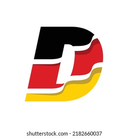 German initials D logo with wavy lines and colours of the German national flag