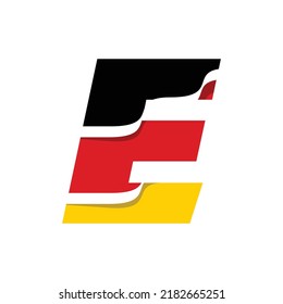 German initials E logo with wavy lines and colours of the German national flag