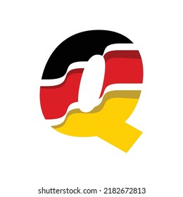 German initials Q logo with wavy lines and colours of the German national flag