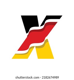 German initials X logo with wavy lines and colours of the German national flag