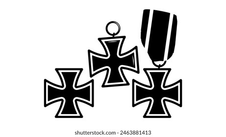 german iron cross , black isolated silhouette