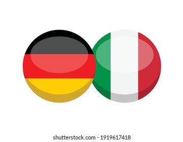 German and Italian flag isolated on white background. Italian - Deutsch conversation concept. Learn languages. Vector stock