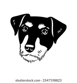 German Jagdterrier dog, vector sketch . Hand drawn ink realistic sketching isolated on white.